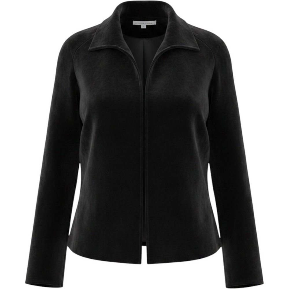Patricia Moss Black Silk Rayon Velvet Open Front Jacket Womens Small Vintage